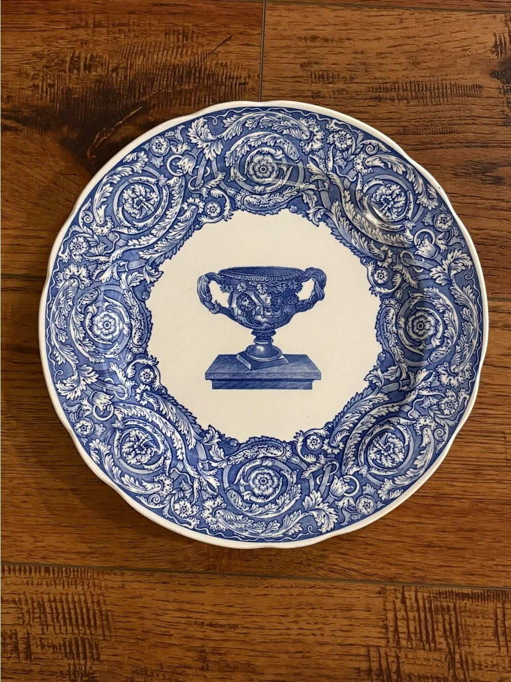 Spode Blue Room Warwick Vase Transferware Dinner Plate England 10.5”